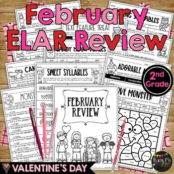 Preview of Valentine's Day Activities 2nd Grade ELAR REVIEW No Prep Printables | February