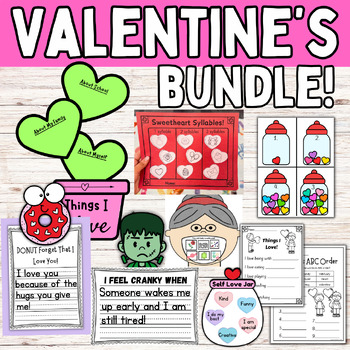 Preview of Valentine's Day Activities BUNDLE Crafts Literacy Writing Centers February Color