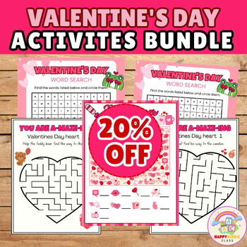 Preview of Valentine's Day Activities Bundle: Coloring Pages, Mazes, Do-a-Dot and More