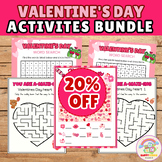 Valentine's Day Activities Bundle: Coloring Pages, Mazes, 