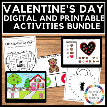 Preview of Valentine's Day Activities Bundle Digital and Printable Worksheets and Task Card