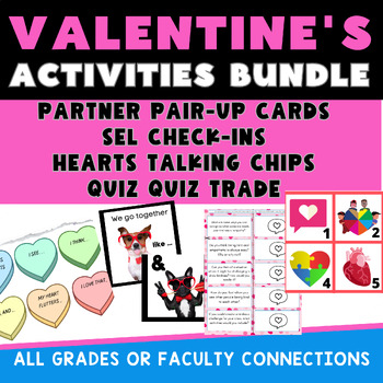 Preview of Valentine's Day Activities: Partner Pair-ups, SEL, Convo Cards, Quiz Quiz Trade