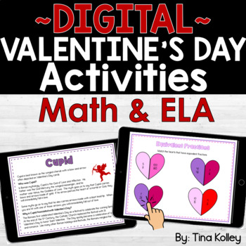 Preview of Valentine's Day Activities Bundle - Valentine's Day Math & ELA - DIGITAL