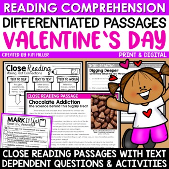 Preview of Valentine's Day Activities Reading Comprehension Passages and Questions