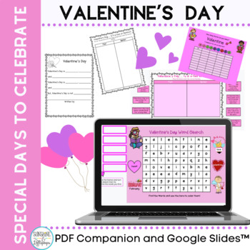 Preview of Valentine's Day Activities | Virtual | Google Classroom™ & Printable Worksheets