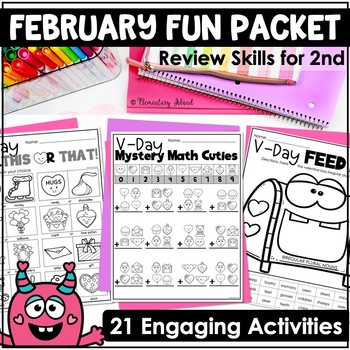 Preview of Valentines Day 2nd Grade Early Finisher Activities Word Search Crossword