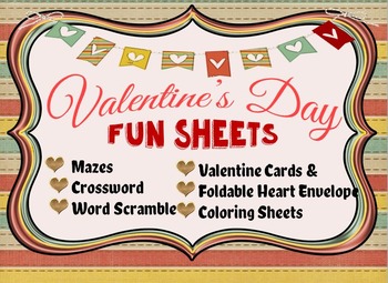 Preview of Valentine's Day Activities/Fun Sheets Grade 6+