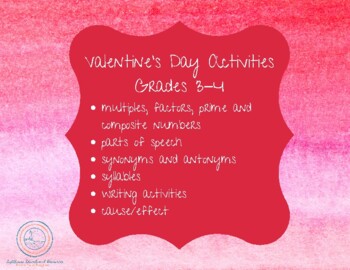 Preview of Valentine's Day Activities Grade 3-4
