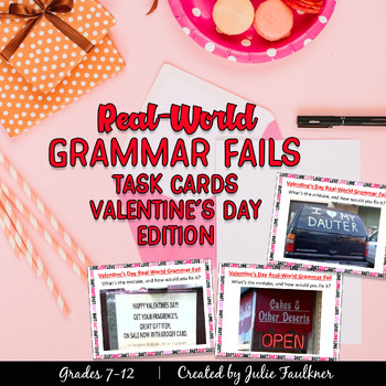 Preview of Real-World Grammar Fails, Valentine's Day Proofreading Task Cards