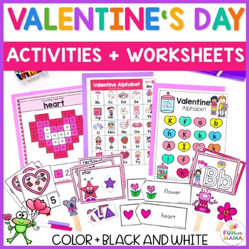 Preview of Valentine’s Day Fun Kindergarten Activities | February Literacy & Math Centers