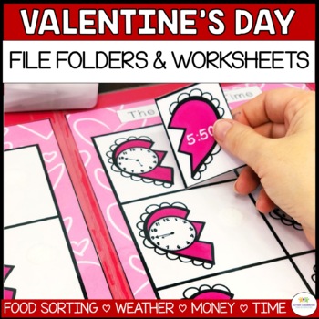 Preview of Valentine's Day Activities: Life Skills File Folder & Worksheets - Special Ed.