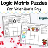 Valentine's Day Activities | Logic Matrix Puzzles