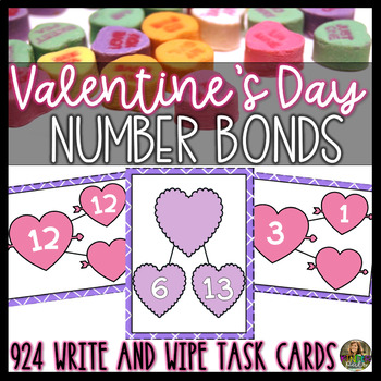 Preview of Valentine's Day Activities- Number Bonds to 20 Math Center