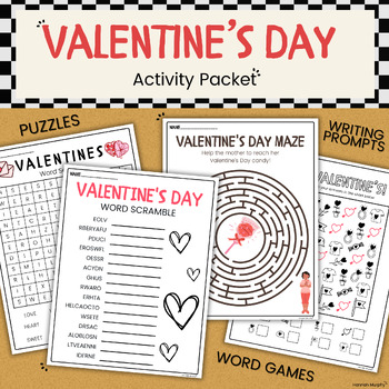 Valentine's Day Activities Packet-Puzzles, Word Games, Writing Prompts ...