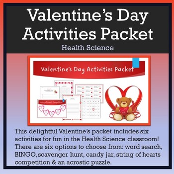 Preview of Valentine's Day Activities Packet for the Health Science Classroom [Six Options]