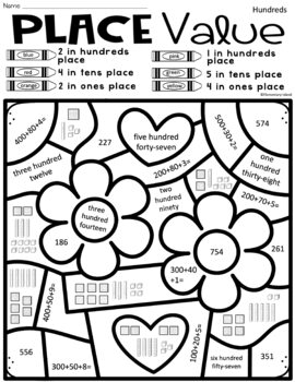 valentine s day activities place value worksheets color by number worksheets