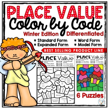 Preview of Valentine's Day Activities | Place Value Worksheets Color by Number Worksheets