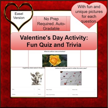 Preview of Valentine's Day Activities: Quick, Fun 20 Questions Quiz with Pictures-No Prep