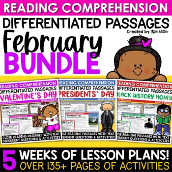 Preview of Valentine's Day Activities Reading Comprehension Passages February BUNDLE