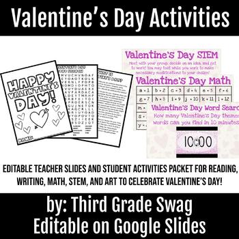 Preview of Valentine's Day Activities | Teacher Slides and Student Pages