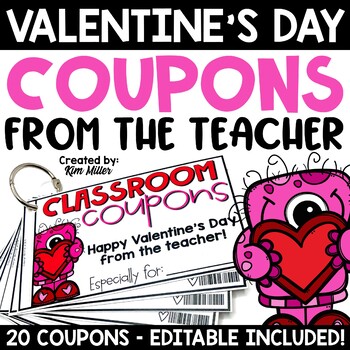 Pop It Valentines Day Cards from Teacher (Editable)