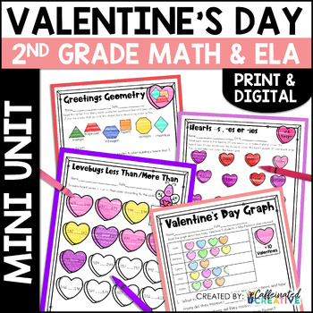 Preview of Valentine's Day Activities Fun No Prep Math & Reading Printable Worksheets