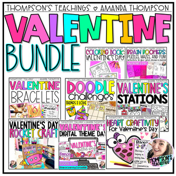 Preview of Valentine's Day Activities and Centers - Coloring, Brain Boomers, Crafts