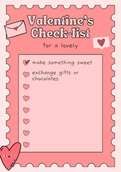 Preview of Valentine's Day Activities daily living Life Cheek list 2024