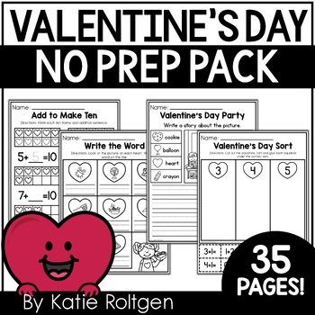 Preview of Valentine's Day Activities for Kindergarten - No Prep Skill Practice Pages