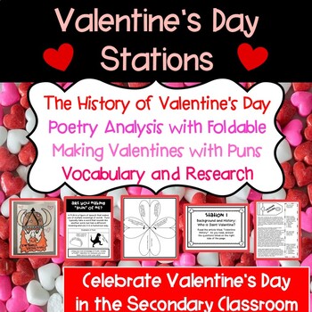 Preview of Valentine's Day Activities for Middle School and High School ELA | Stations