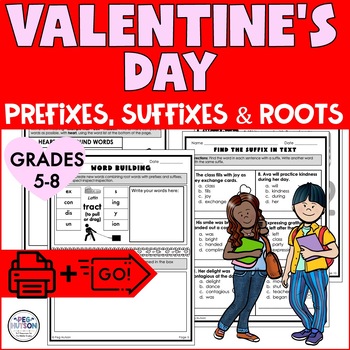 Preview of Valentine's Day Activities for Prefixes, Suffixes, & Root Words Morphology