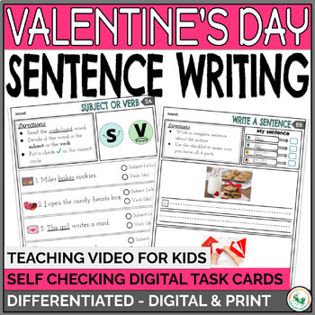 Preview of Valentine's Day Activities for Writing Sentences & Sentence Builder Worksheets
