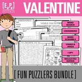 Valentine's Day Activity Bundle | Puzzle Challenges and Wo