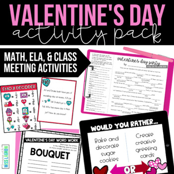 Preview of Valentine's Day Activity Bundle Third & Fourth Grade
