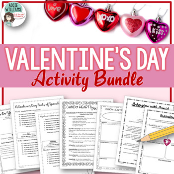 Preview of Valentine's Day Activity Bundle - Writing, Poetry, and Grammar!