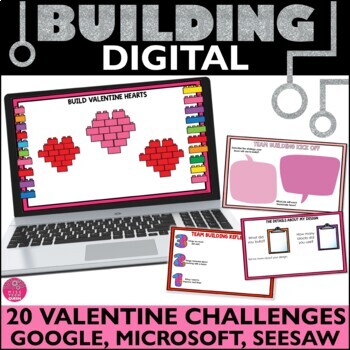 Preview of Valentine's Day Activity Digital Building Brick February Team STEM Activities