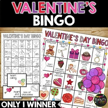 Valentine's Day Activity Game 25 Different Bingo Cards for Class Party