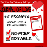 Valentine's Day Activity, Journal of Love, 45 Prompts, Ful