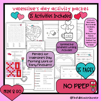 Preview of Valentine's Day/February Activity Packet- SEL FOCUS- Morning Work/Early Finisher