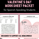 Valentine's Day Activity Packet & Vocab | Spanish to Engli