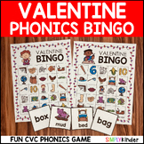 Valentine’s Day Activity, Phonics Bingo, No-Prep CVC Decod