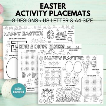 Preview of Easter Activity Placemats - 3 Easter Activity Sheets