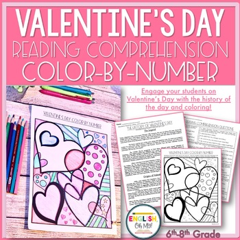 Preview of Valentine's Day Activity-Reading Comprehension Color by Number