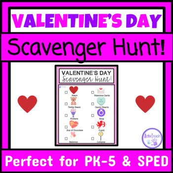 Preview of Valentine's Day Activity Scavenger Hunt | Preschool Elementary Special Education