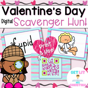 Preview of Valentine's Day Activity- Scavenger Hunt with QR codes | NO PREP
