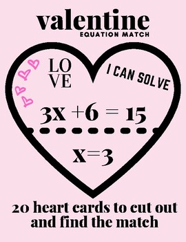 Preview of Valentine's Day Activity Solving Equations