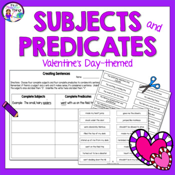 Preview of Valentine's Day Activity - Subjects and Predicates - February Activity
