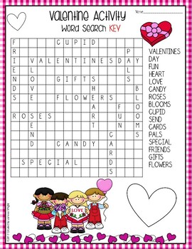 Valentine's Day Activity Word Search by Janeice Wright | TPT