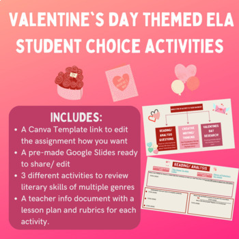 Preview of Valentine's Day Activity for High School English: Student Choice Content Review