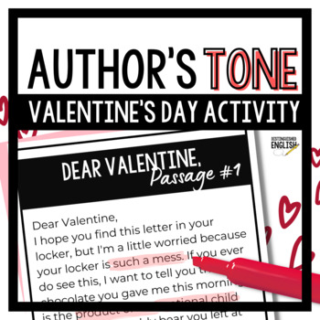 Preview of Valentine's Day Activity for Middle School ELA | Author's Tone